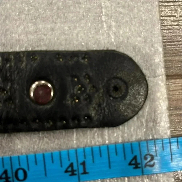 [Length42”]Vintage Sand Castle Stud Unisex  Gold Tone Leather Belt - Picture 9 of 9